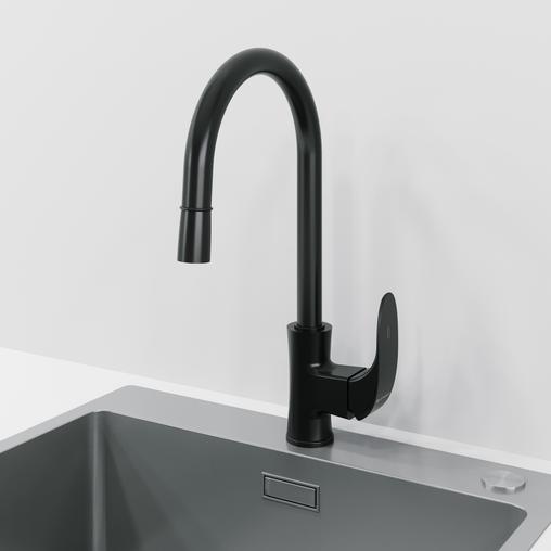 Смеситель для кухни LAPARET Лисера/LISERA с выдвижным изливом черный N2042429LPT